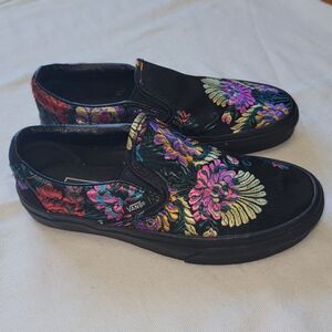Vans Classic Slip-On Festival Satin Black Chinese New Year Skate Shoes Women 6.5